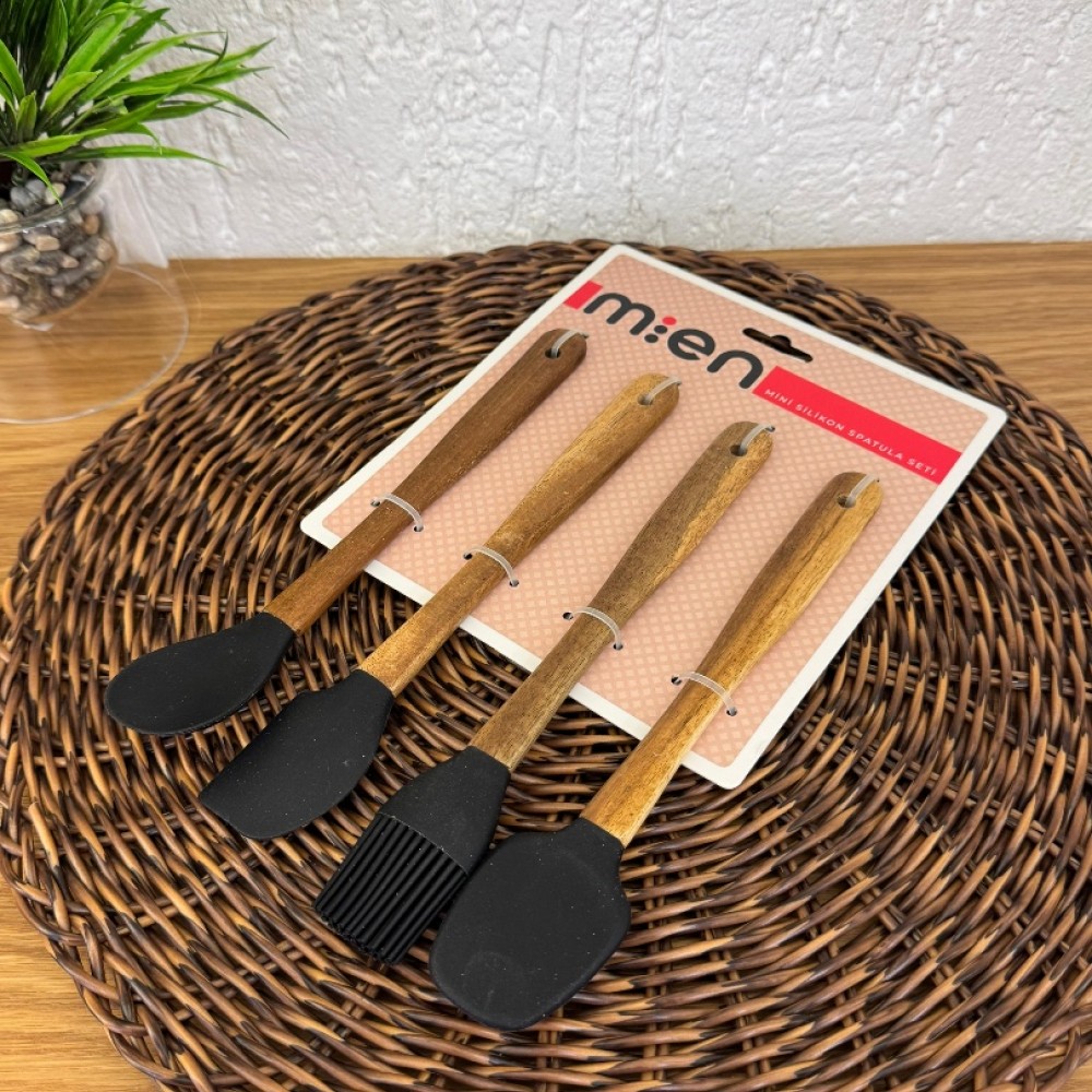 Silikon 4lü Spatula Seti Siyah Renk 