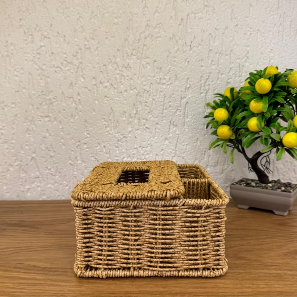 Rattan Çok Amaçlı Kutu Peçetelik Kaşıklık 