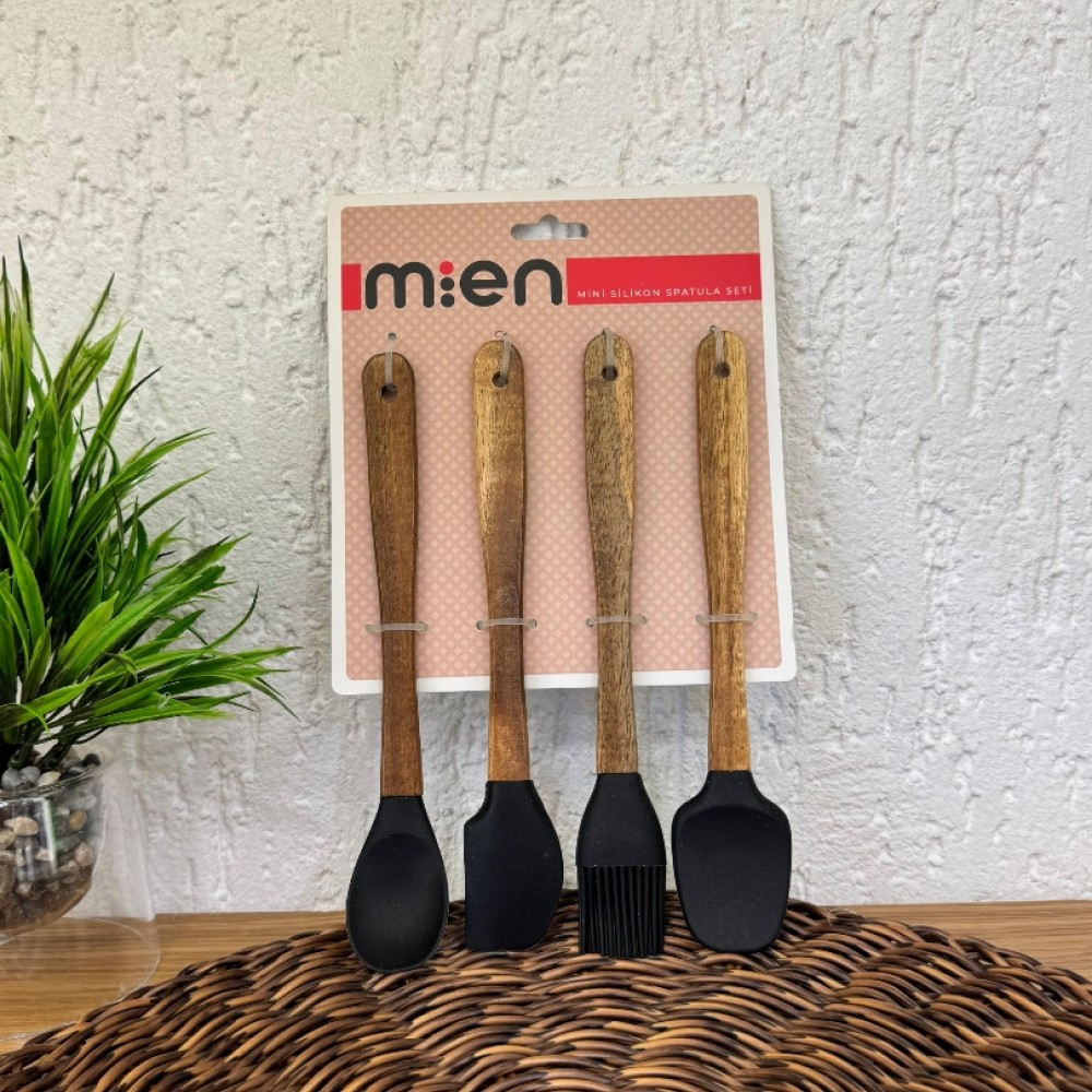 Silikon 4lü Spatula Seti Siyah Renk 