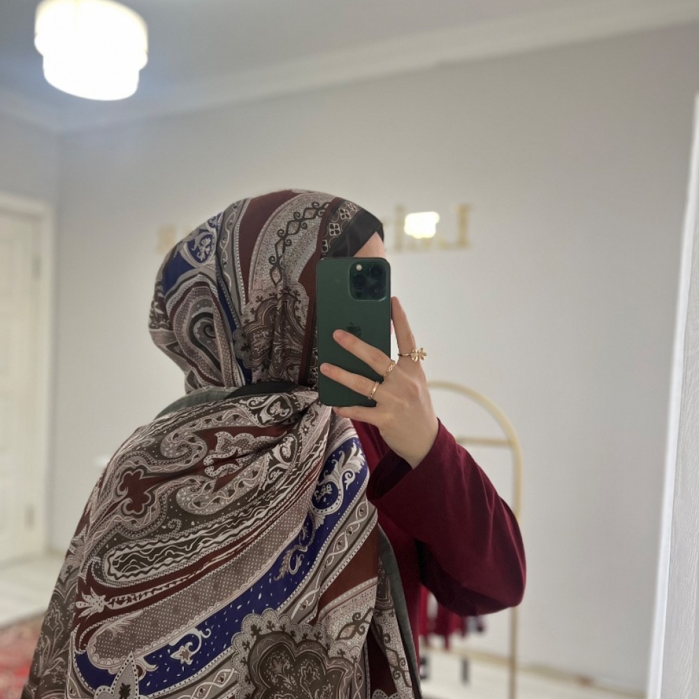 Etnik Desen Kahverengi Şal
