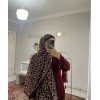 Leopar Desen Bordo Bambu Jakar Şal Leopar Desen Bordo Bambu Jakar Şal