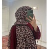 Leopar Desen Bordo Bambu Jakar Şal Leopar Desen Bordo Bambu Jakar Şal