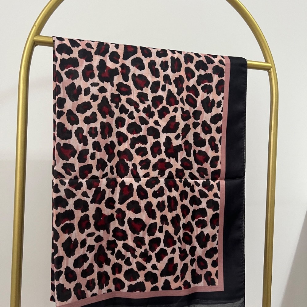 Leopar Desen Bordo Bambu Jakar Şal Leopar Desen Bordo Bambu Jakar Şal