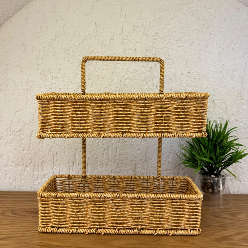 Rattan Çok Amaçlı 2 Katlı Organizer 